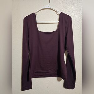 Women's Long Sleeve Top - burgundy size L fitted compression fit never worn